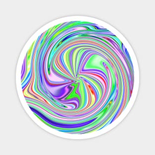 Colorful Round Candy Stripe Vortex Abstract Magnet